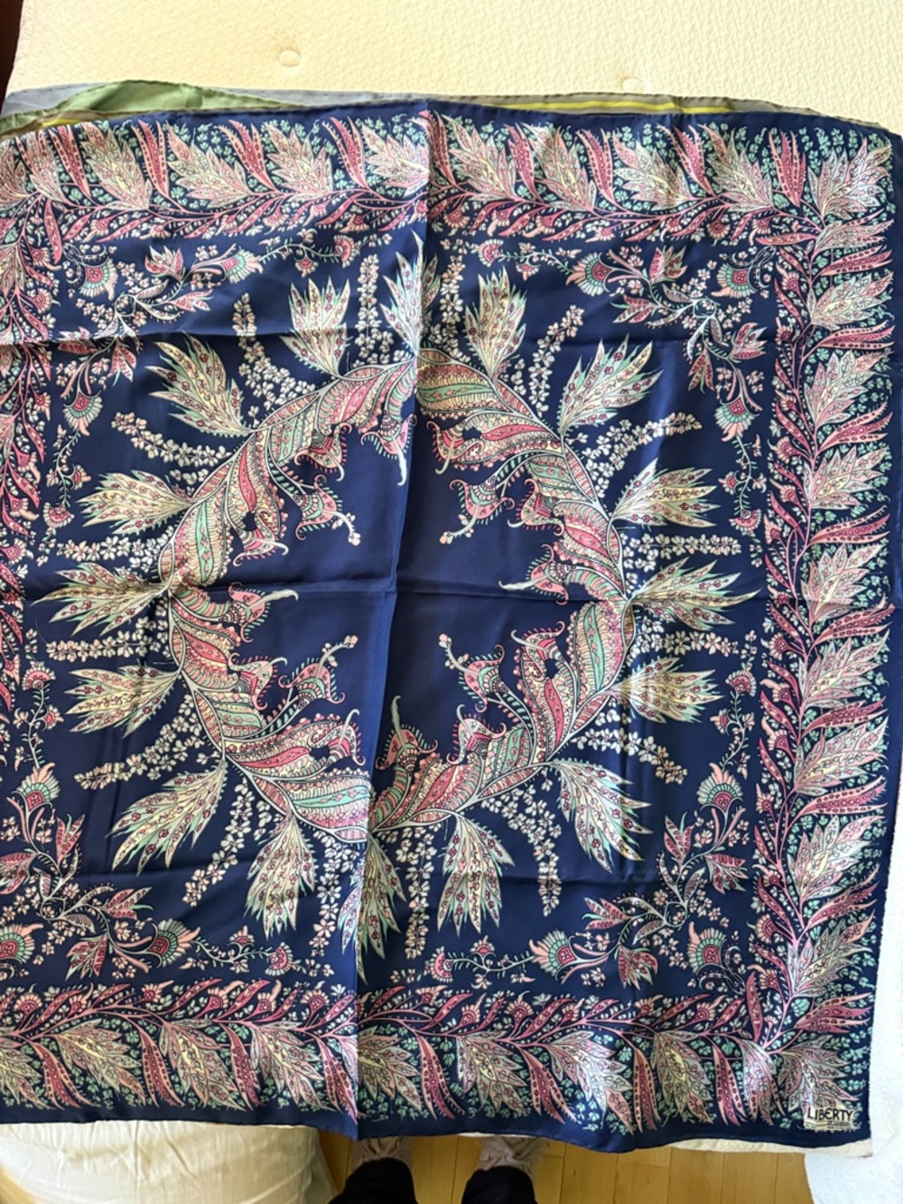 Liberty of London Navy Paisley Floral Silk Scarf